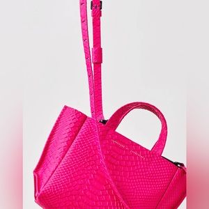 Ampersand As Apostrophe Micro-Tote Neon Pink Python